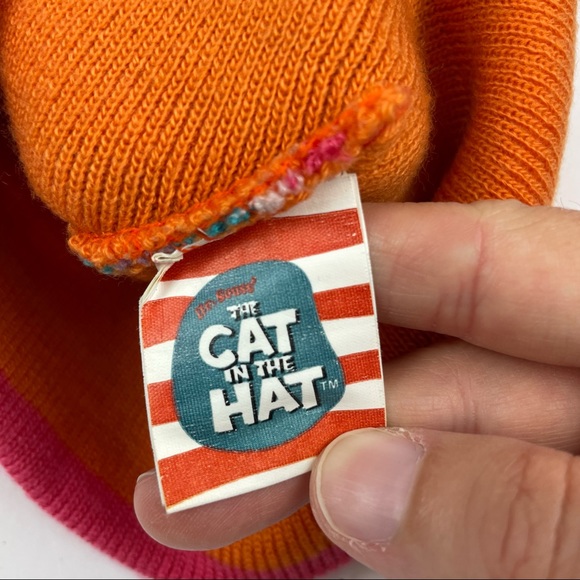 The Cat In The Hat Colorful Orange Red Stripe Hat Beanie Girl 7-14 - Picture 7 of 9